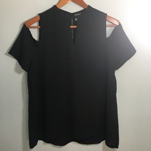 Paper Crane Black Cold Shoulder Blouse Size L